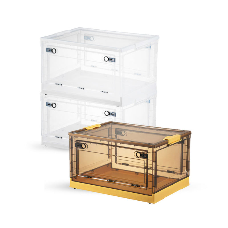 Foldable Storage Box Stackable Pulley Design Visibility Sealed Box Cover Window Open Reinforced Base Sturdy and Durable Construction