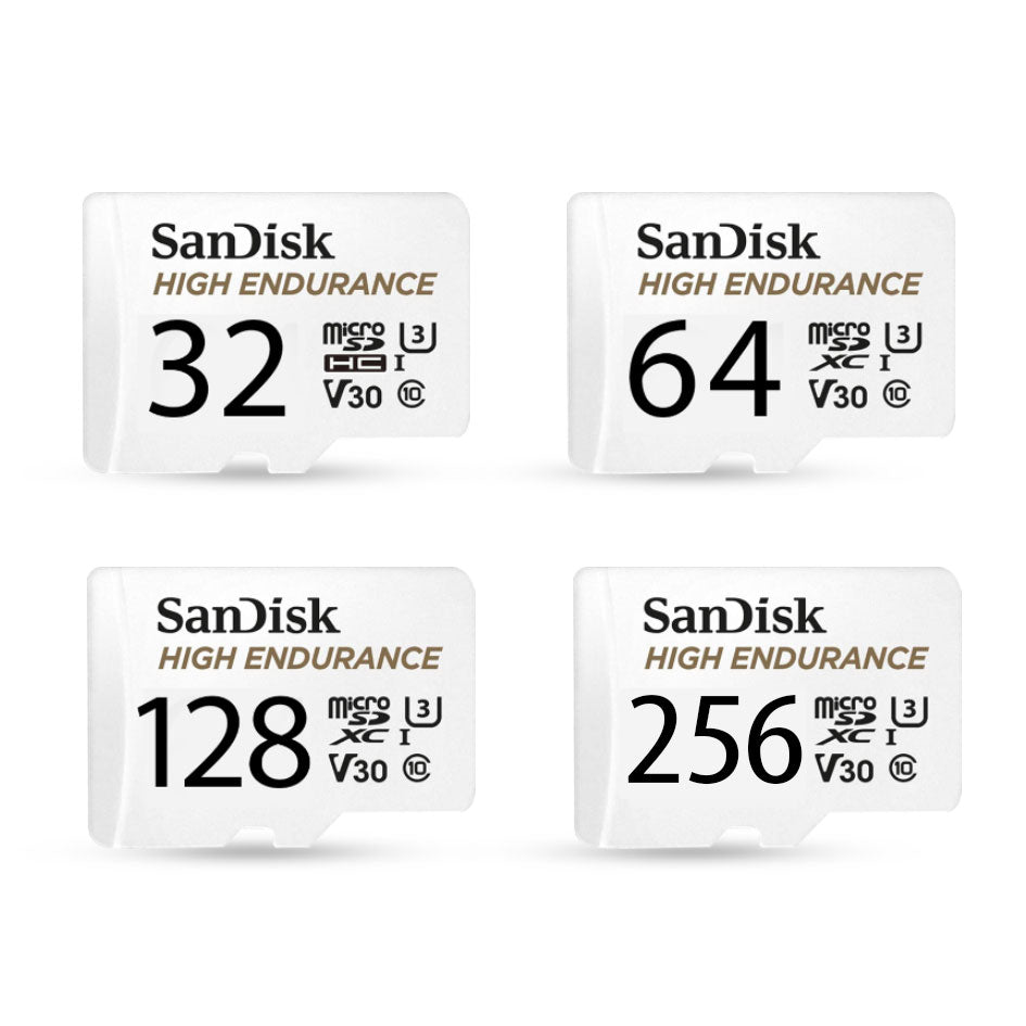 SanDisk High Endurance Video Monitoring MicroSD HC/XC Cards 4K UHD Full HD Video for CCTV and Car Camera