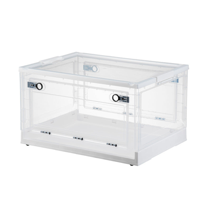 Foldable Storage Box Stackable Pulley Design Visibility Sealed Box Cover Window Open Reinforced Base Sturdy and Durable Construction