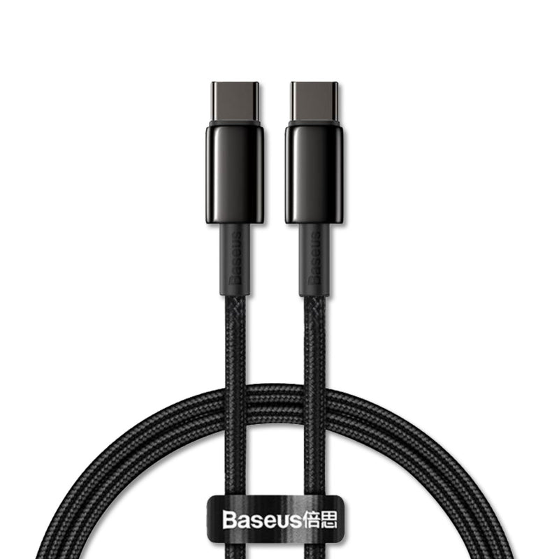 Baseus Tungsten Gold Fast Charging Data Cable Type-C to Type-C 100W 1M 2M Nylon Braided Android Huawei Laptop