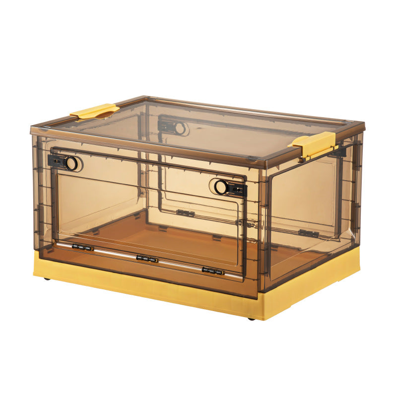 Foldable Storage Box Stackable Pulley Design Visibility Sealed Box Cover Window Open Reinforced Base Sturdy and Durable Construction